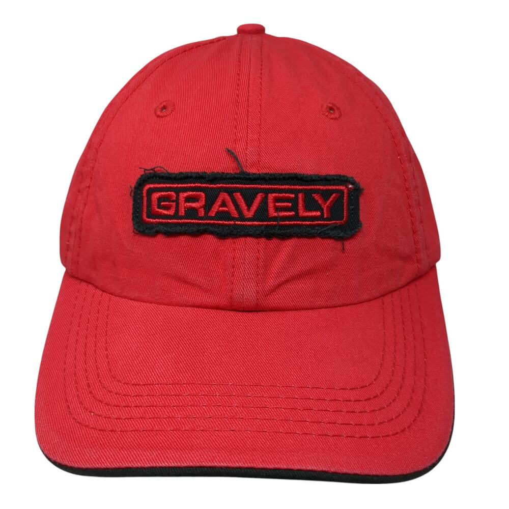 Gravely Patch Strapback Hat Red One Size Adjustable Solid Vent Holes